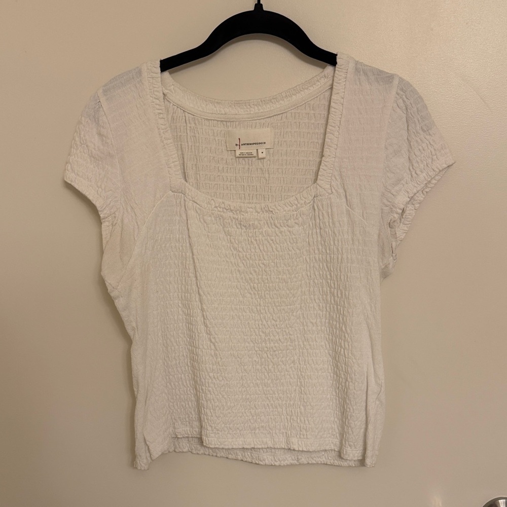 White Smocked Anthropologie Crop Top